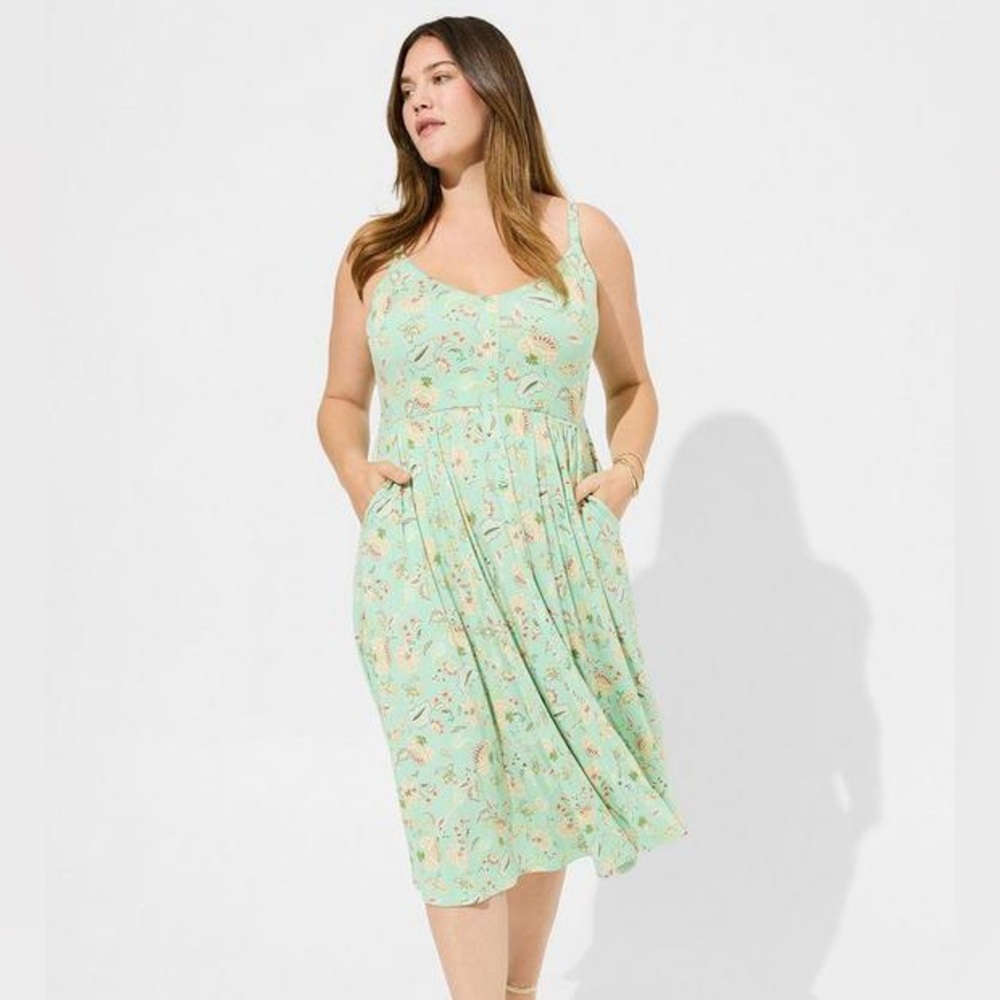 Midi Super Soft Button Front Skater Dress